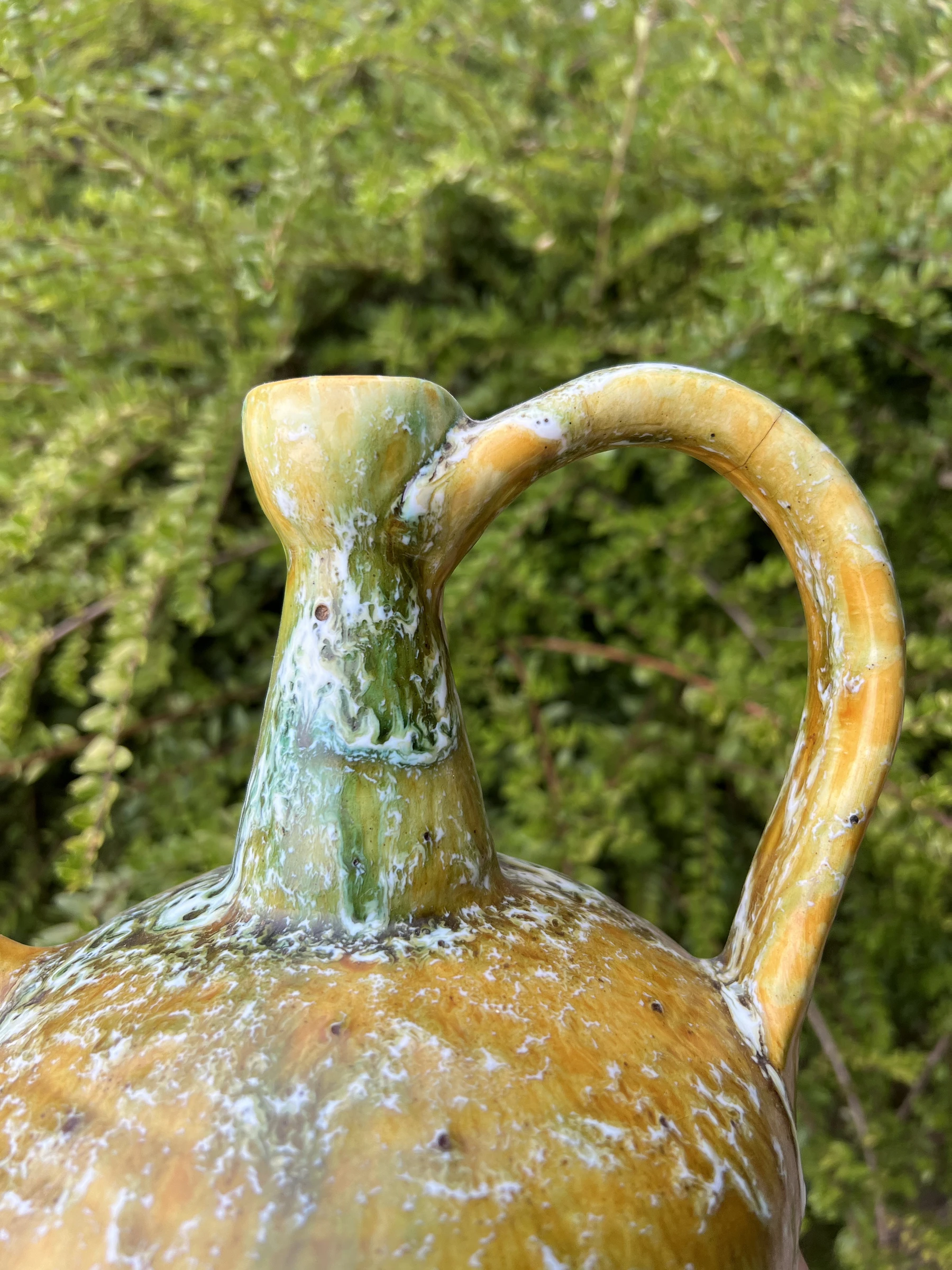🍯 Antieke vintage geëmailleerde baksteenkruik rustieke handgemaakte decoratie 25,5 cm – photo 2